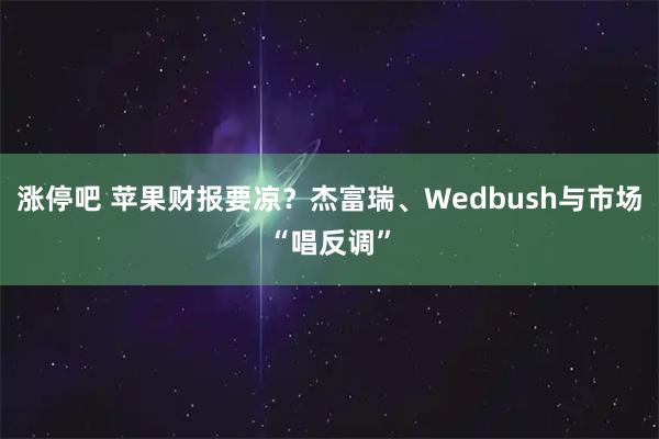 涨停吧 苹果财报要凉？杰富瑞、Wedbush与市场“唱反调”