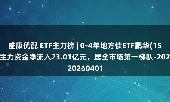盛康优配 ETF主力榜 | 0-4年地方债ETF鹏华(159816)主力资金净流入23.01亿元，居全市场第一梯队-20260401