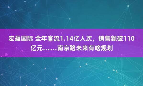 宏盈国际 全年客流1.14亿人次，销售额破110亿元……南京路未来有啥规划